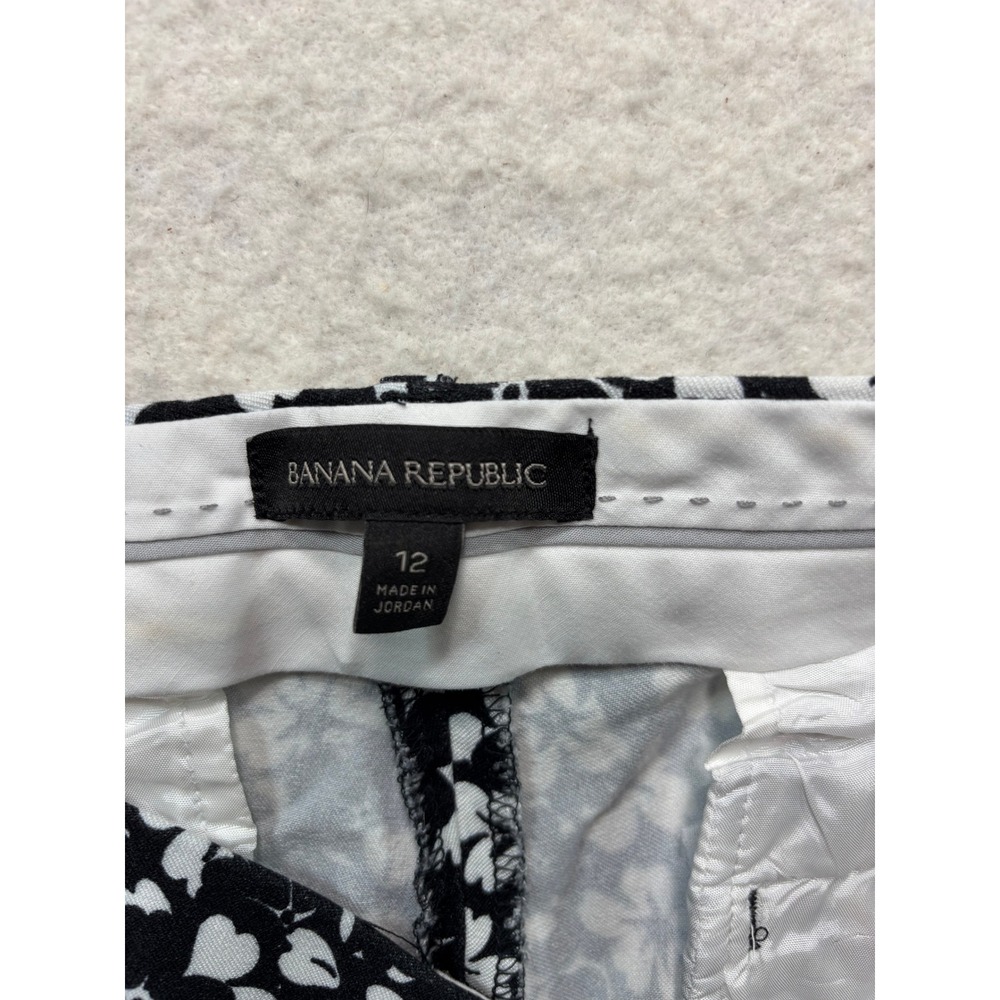 Banana Republic Sloan Floral Pants Black White Ankle Trousers SZ 12 #1052 - Picture 7 of 10